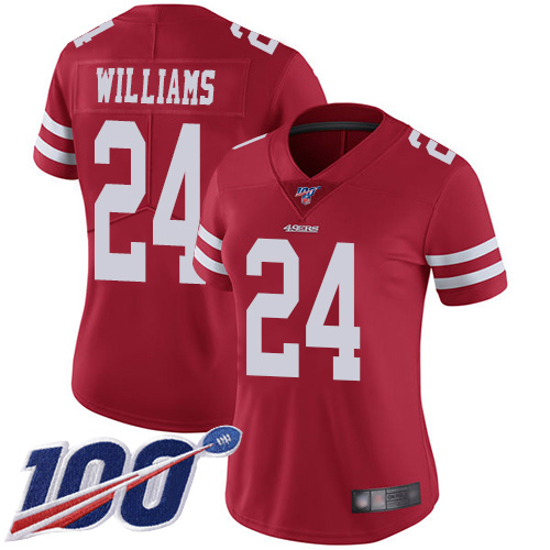 San Francisco 49ers Limited Red Women K Waun Williams Home NFL Jersey 24 100th Season Vapor Untouchable